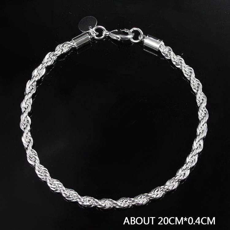 Vòng tay Nữ mạ bạc 925 dạng dây xích xoắn cổ điển