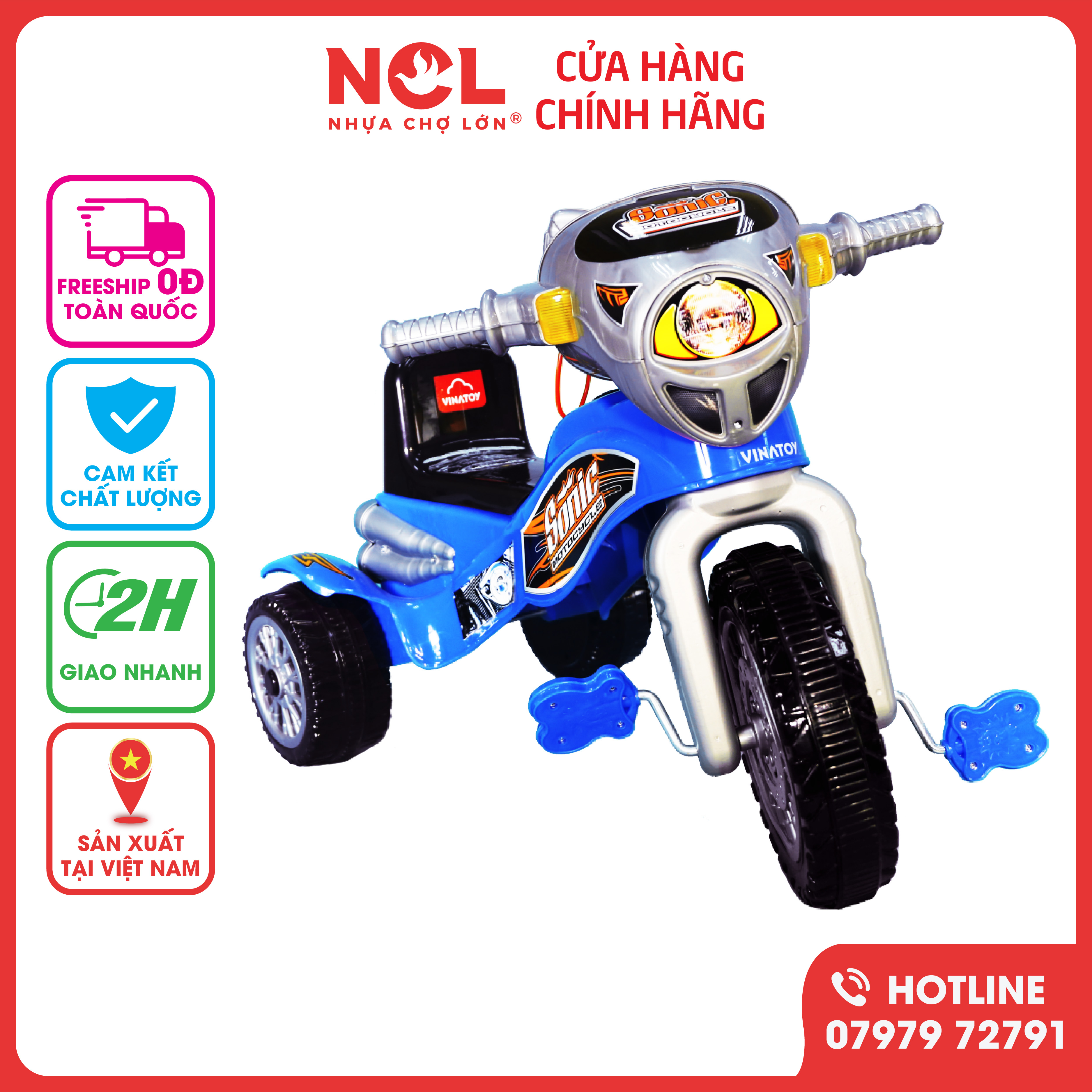 Xe 3 Bánh Nhựa Chợ Lớn Super Harley - M1787A-X3B