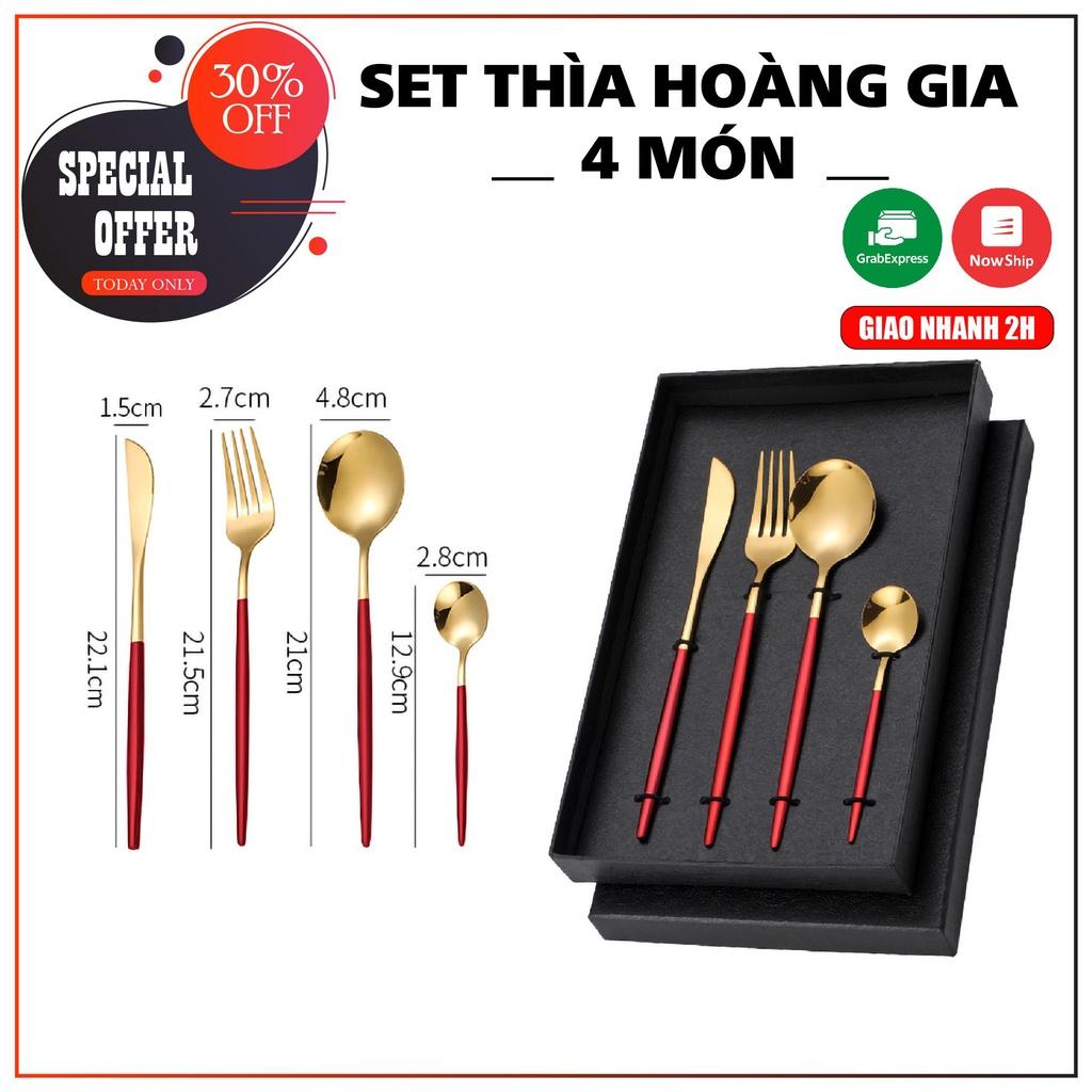 Set 4 món dao, dĩa, thìa đũa – inox mạ vàng cao cấp