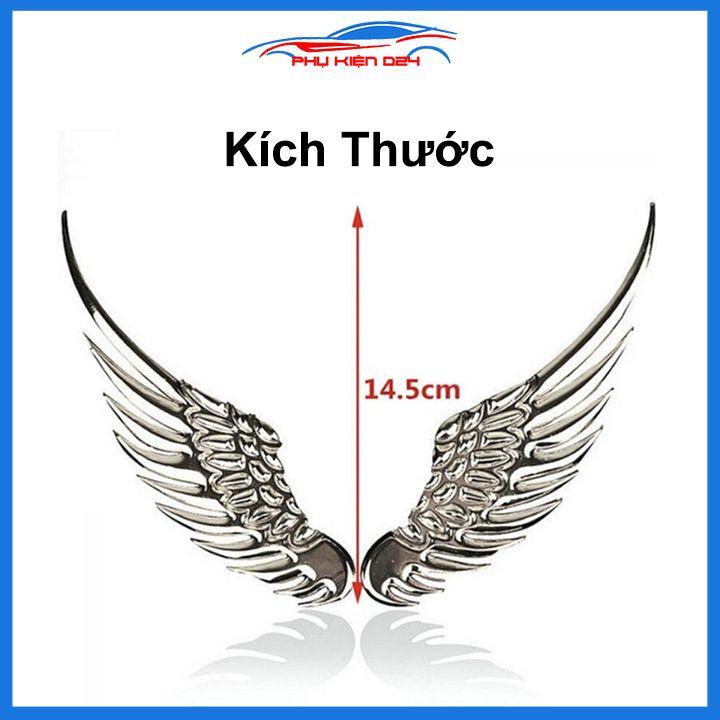 Logo cánh chim ưng 3D hai màu bạc vàng dán mui xe sau xe ô tô