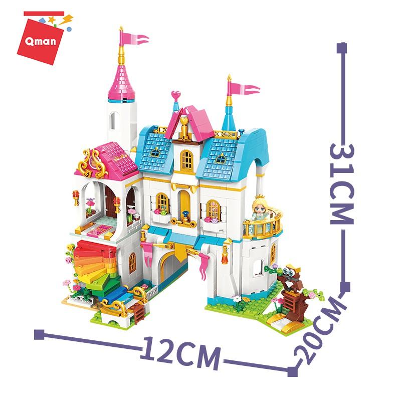 Đồ chơi xếp hình cho bé gái 6 tuổi lâu đài cầu vồng Qman 32014