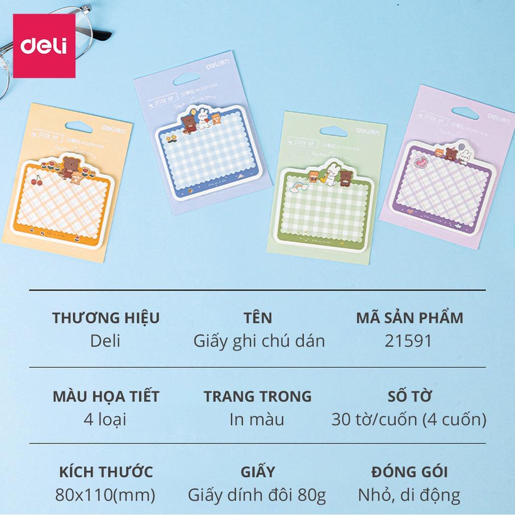 Giấy Note Ghi Chú Cute Đánh Dấu Nhiều Màu Hình Chú Cún Deli - Nhỏ Nhắn Tiện Lợi Dính Chắc Chắn - Màu Ngẫu Nhiên - 21591