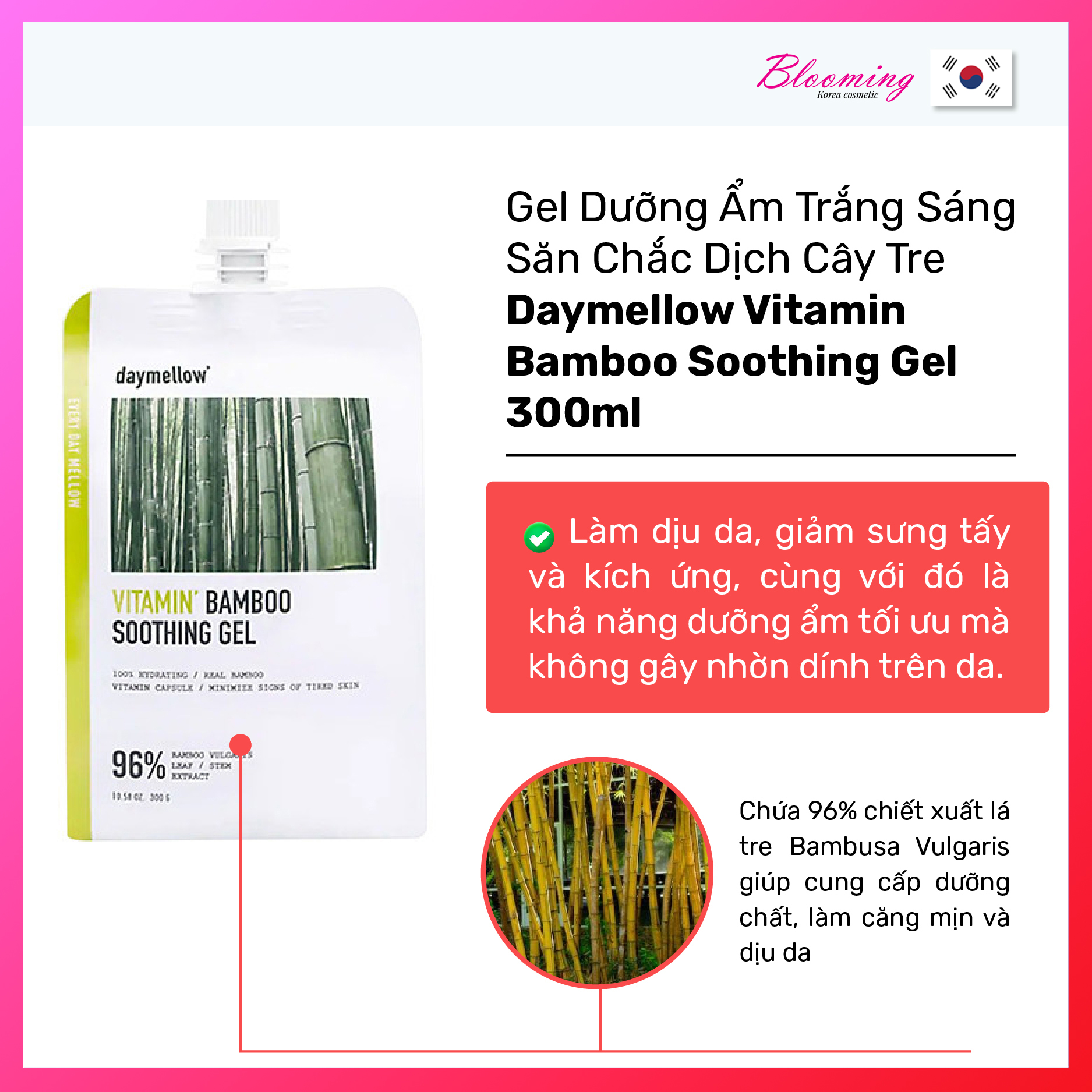 Gel dưỡng làm dịu da giảm kích ứng Chiết Xuất Dịch Tre Daymellow Vitamin Bamboo Soothing 300ml