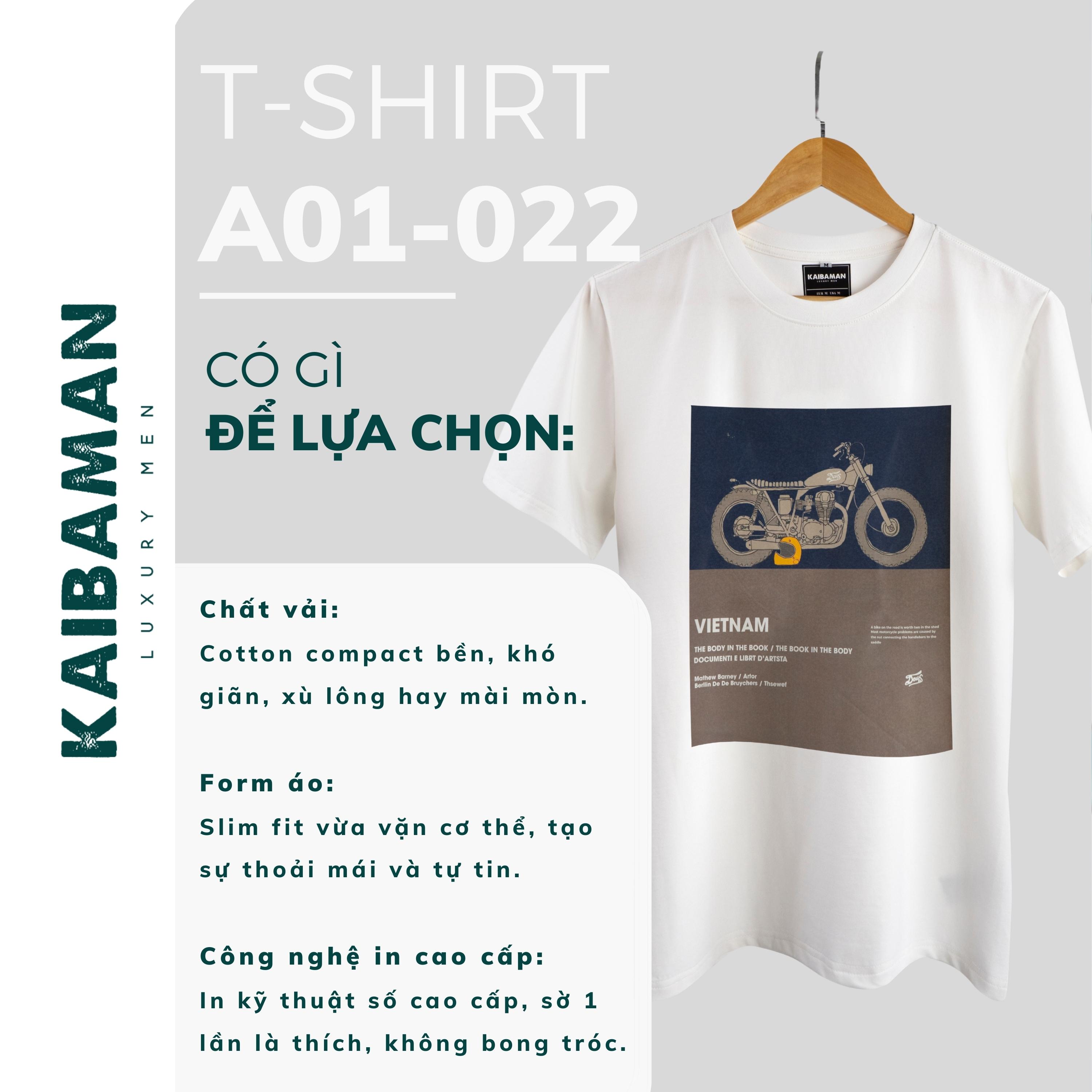 Áo Thun T-Shirt In Hình Hai Màu Xanh Trắng Áo Phông Nam Cổ Tròn Cotton Compact - KAIBAMAN STORE