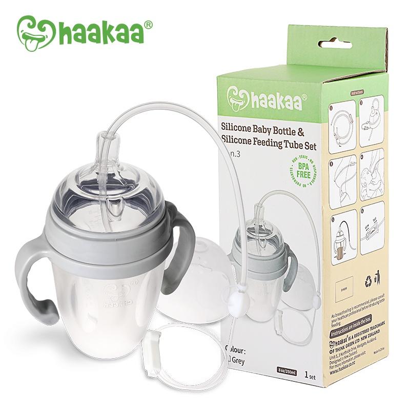 Combo Bình sữa silicone Gen.3 250ml và bộ ống hỗ trợ cho bé ti Haakaa