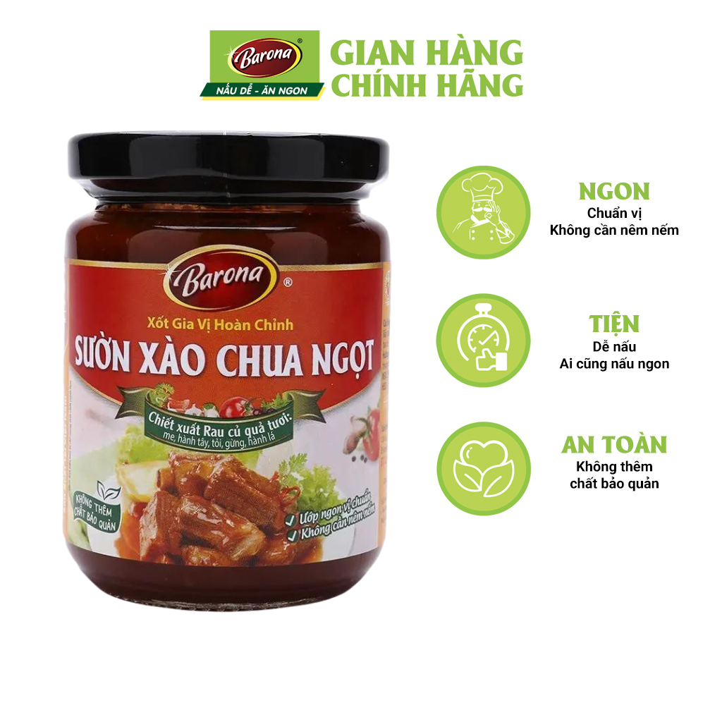 Xốt Gia Vị Hoàn Chỉnh Barona - Sườn Xào Chua Ngọt 260g