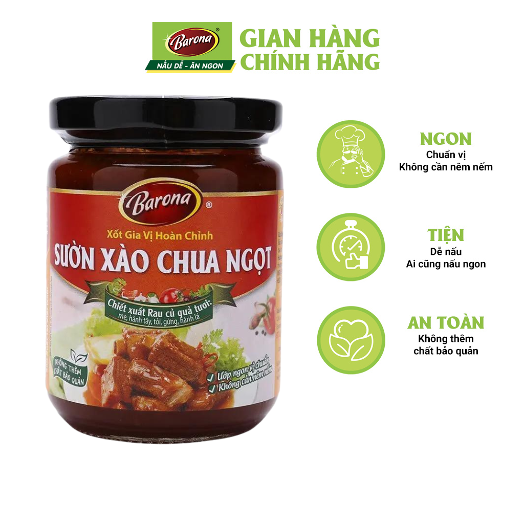 Xốt Gia Vị Hoàn Chỉnh Barona - Sườn Xào Chua Ngọt 260g (dạng hũ)