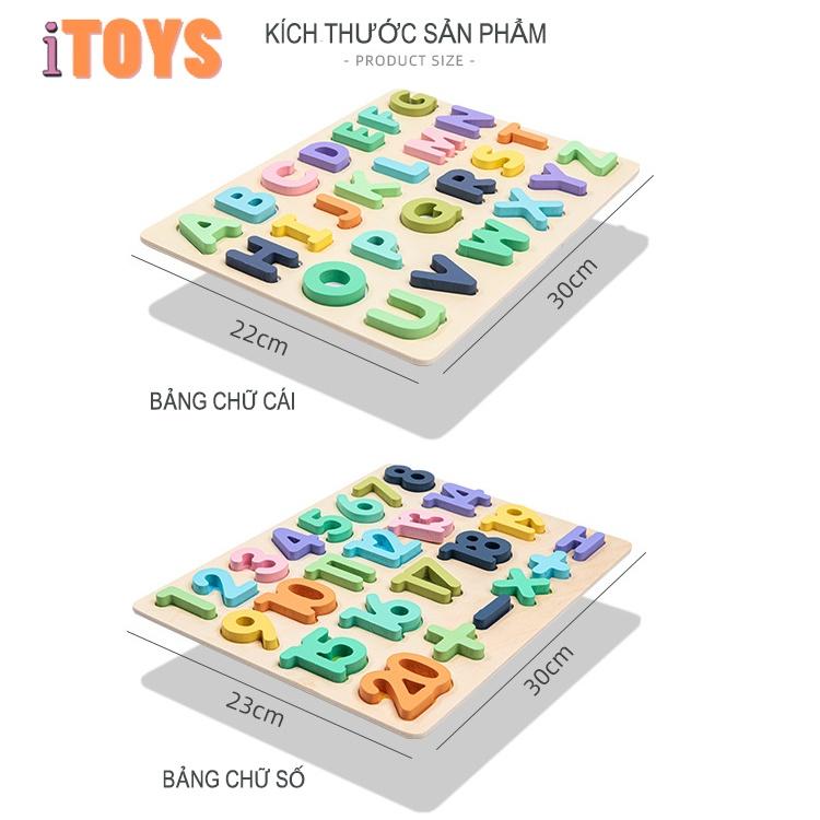Bảng chữ cái chữ số tiếng Việt chất liệu bằng gỗ, đồ chơi giáo dục dành cho trẻ từ 2 tuổi