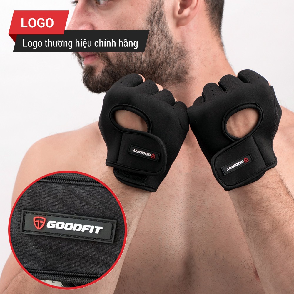 Găng tay nửa ngón tập gym, găng tay thể thao nam nữ thoáng khí GoodFit GF202G