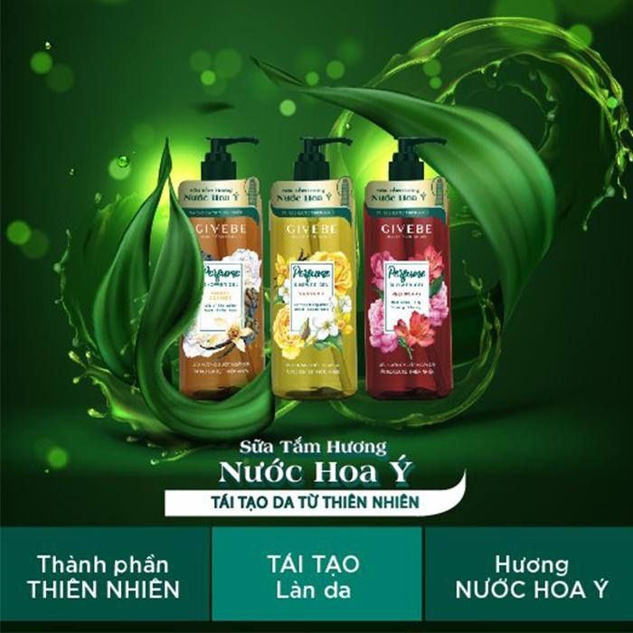 Sữa tắm GIVEBE hương nước hoa Ý 700 ml tái tạo làn da, mềm mại, sạch mụn chiết suất thiên nhiên