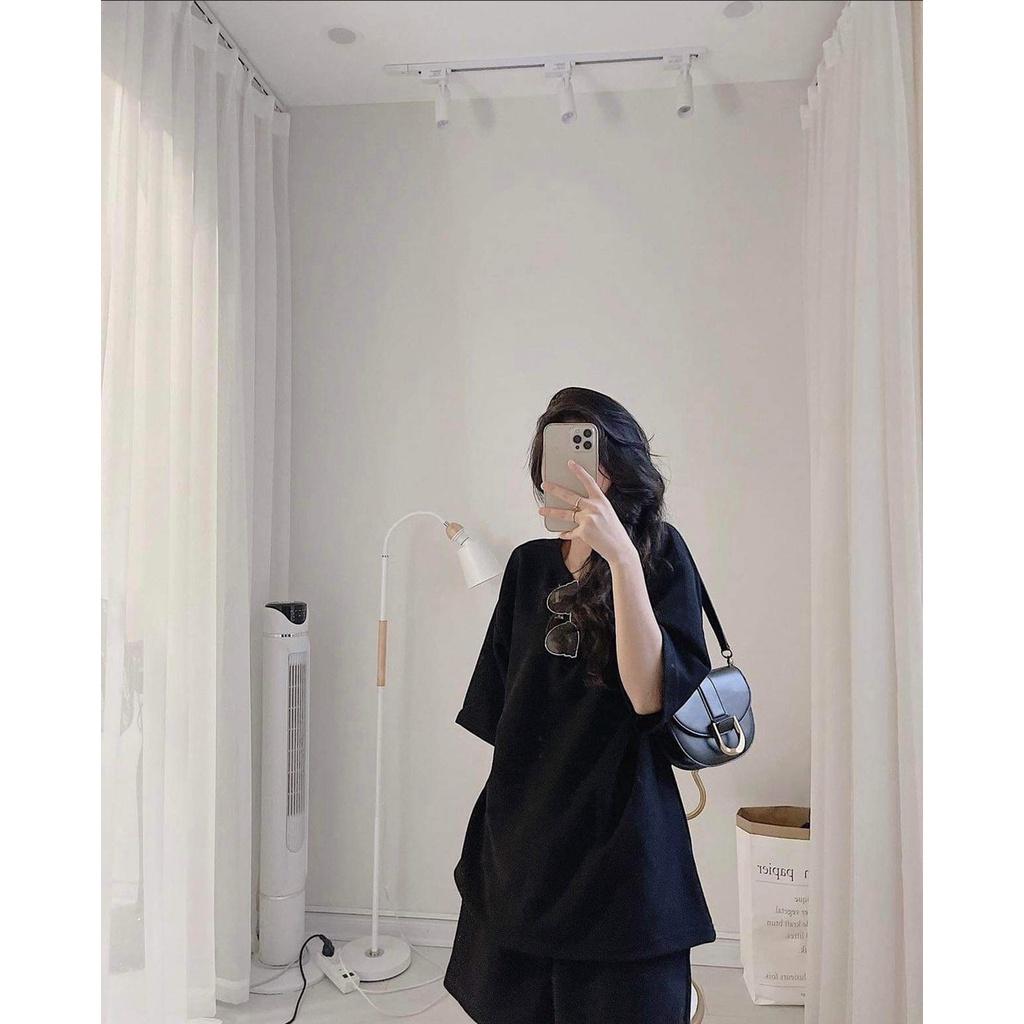 Bộ đùi nữ Set đồ nữ tổ ong bộ quần short đùi áo form rộng tay lỡ, sooc phông mặc ở nhà