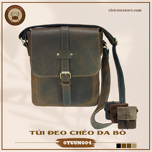 Túi Đeo Chéo Tablet Da Bò Sáp, Túi Đeo Chéo Da Bò Thời Trang VietCow_0TUUN004