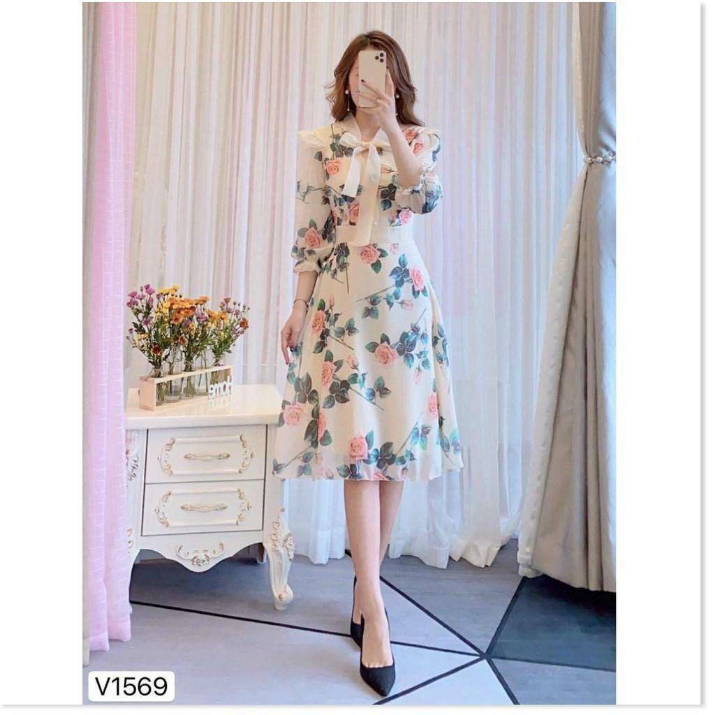 ĐẦM HOA NƠ PHỐI VOAN,THIẾT KẾ HỌA TIẾT HOA VÔ CÙNG SANG TRỌNG,ĐẶC BIỆT LÀ CHẤT LIỆU VÃI THOÁNG MÁT THỜI TRANG LANO STORE