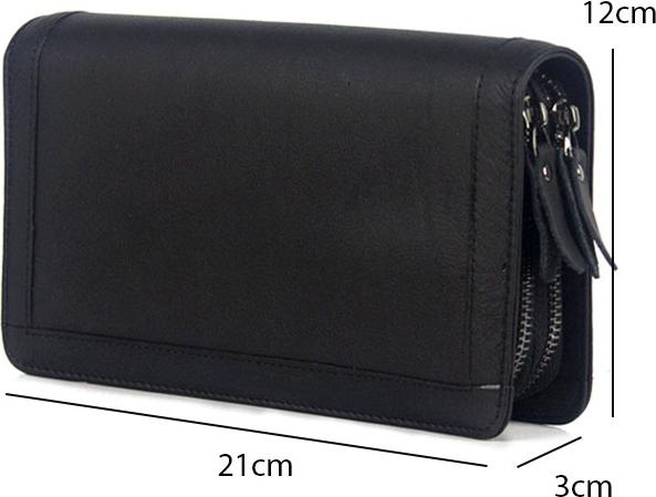 Ví cầm tay nam da bò BHM9013 Đen