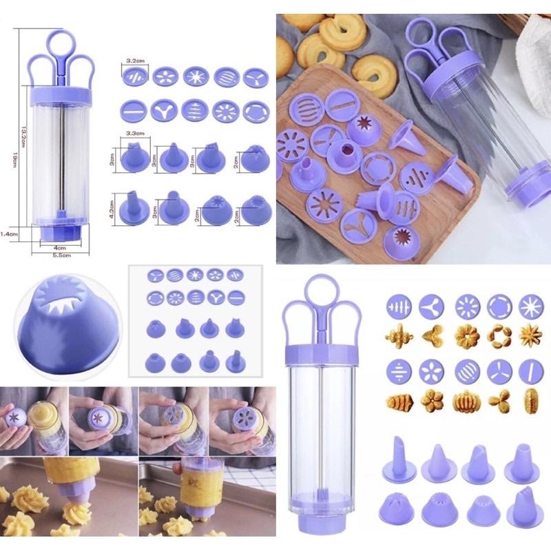 Bộ nhấn bánh Cookies Press nhựa (10 mặt nhấn kèm 8 đui bắt kem)