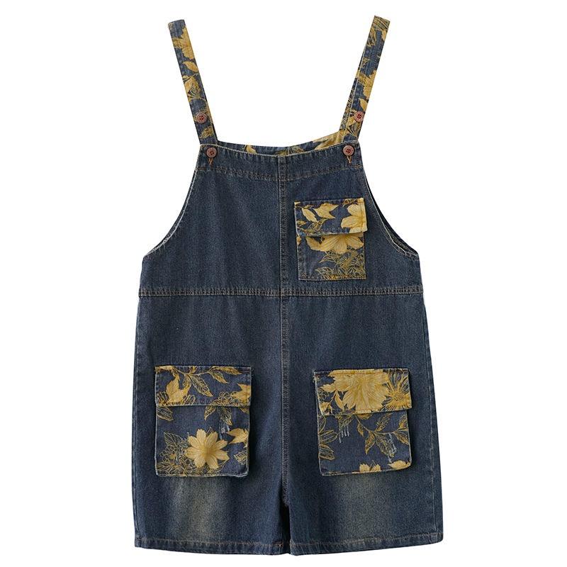 Quần Yếm Ống Rộng Size Lớn Thời Trang Cho Nữ - Quần short Denim tổng thể 2-07 - M Khuyến nghị 90-110 kg