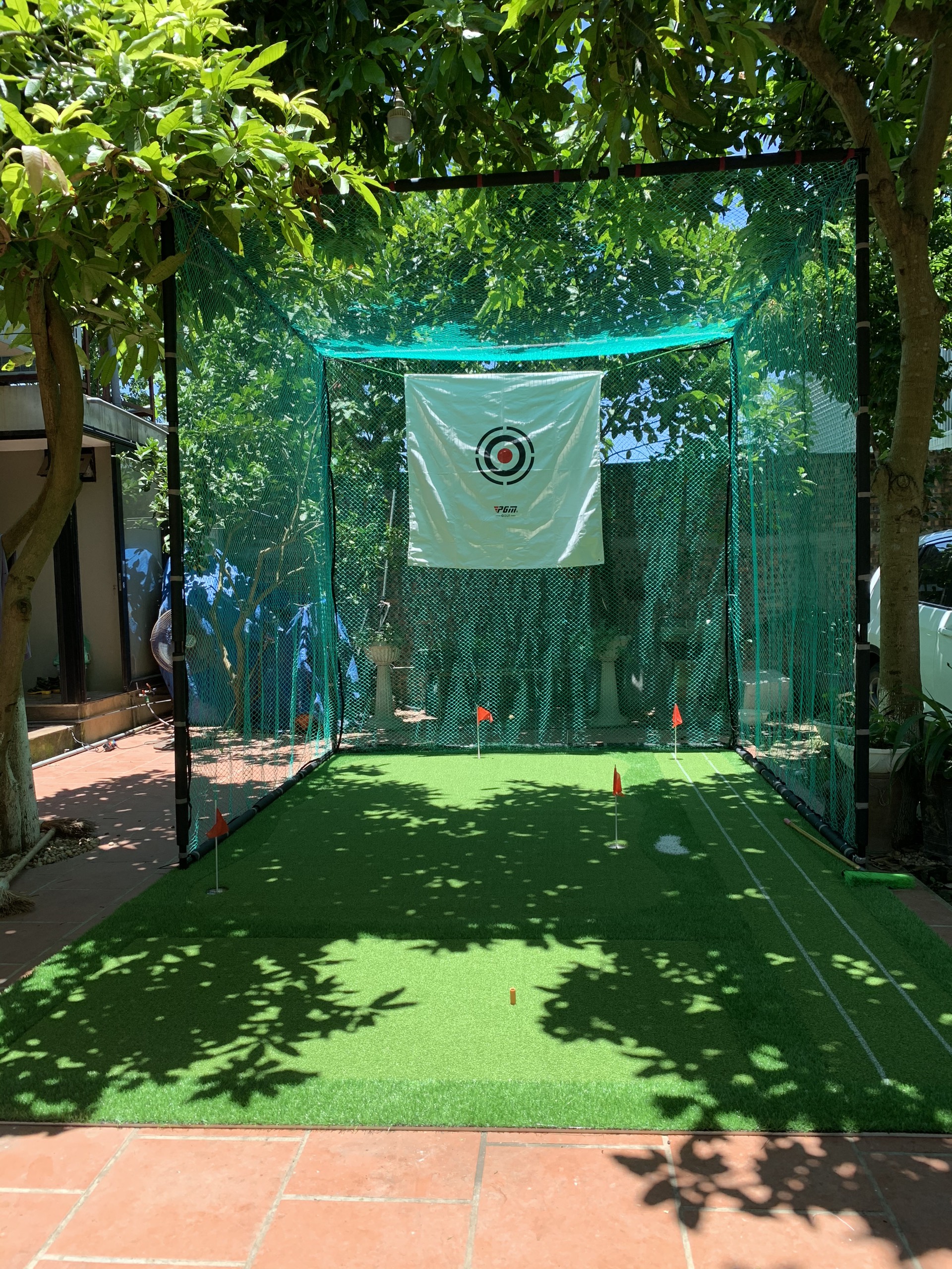 FULL OPTION Bộ tập Golf tại nhà PGM chất lượng cao: Khung lưới + Thảm tập swing & putting cao cấp + Khay bóng