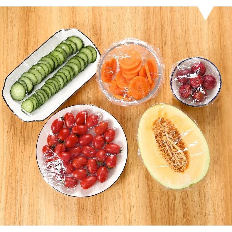 Combo Màng Bọc Thực Phẩm An Toàn Set 100 cái Có Chun Co Dãn Tái Sử Dụng Được Kèm Túi Gấu, giúp chống