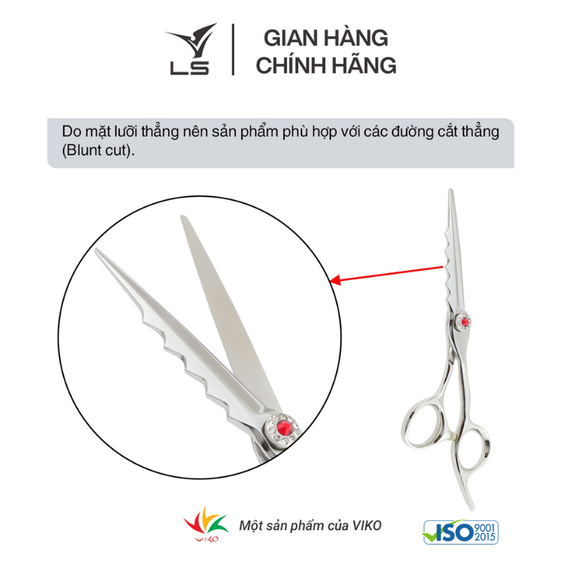 Kéo cắt tóc LS lưỡi thẳng quai offset vênh đỡ ngón cố định FA33/6.0