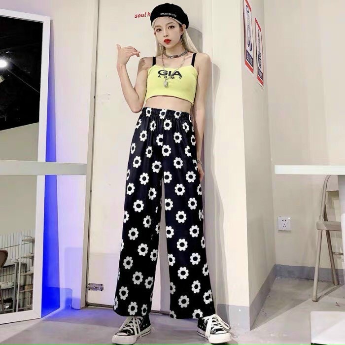 Quần dài nữ chất thun da cá họa tiết in hình bông cúc, con vịt, loang màu cực đẹp mặc mùa hè thoải mái
