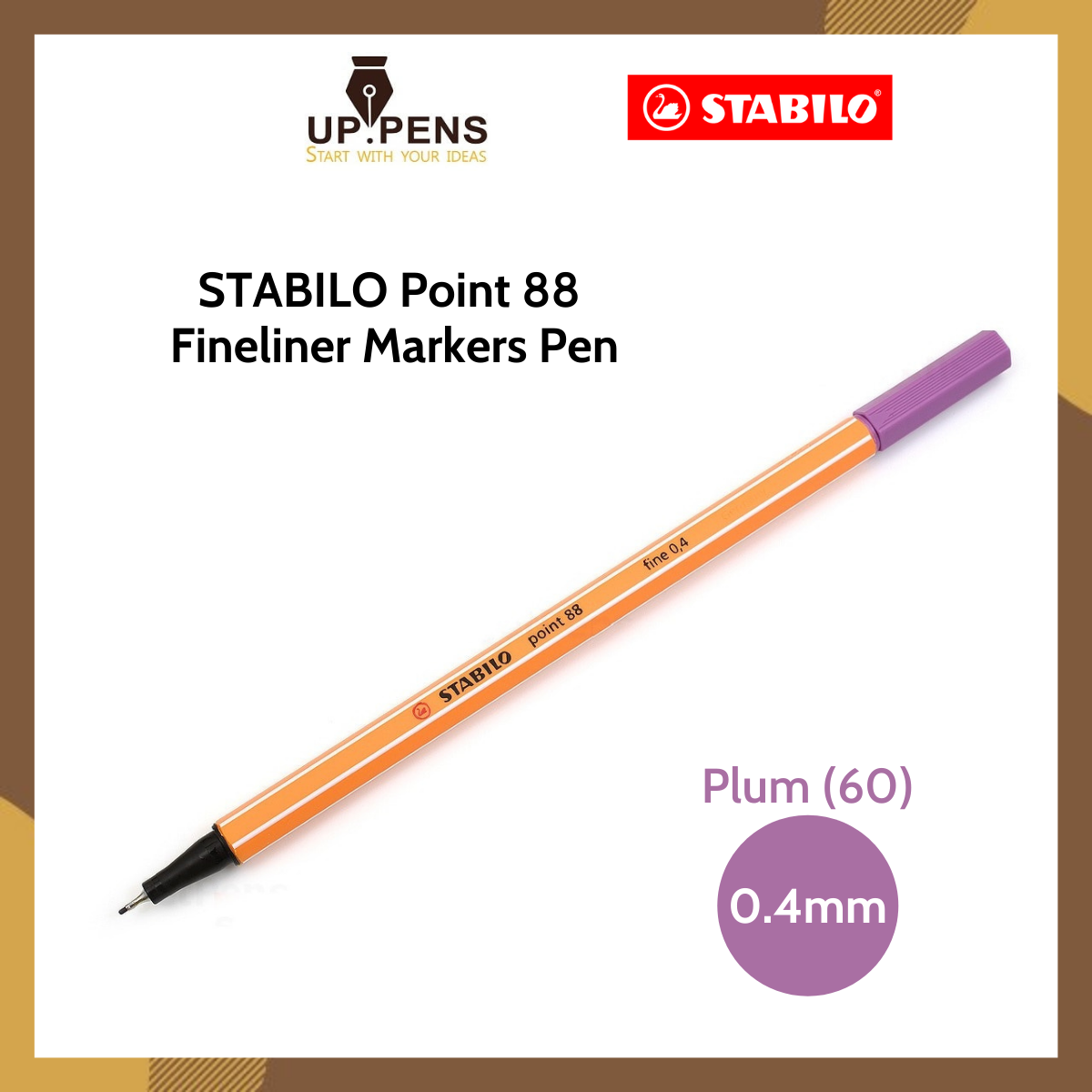 Bút kim màu Stabilo Point 88 Fineliner Makers Pen - 0.4mm - Màu tím mận natural (Plum - 60)