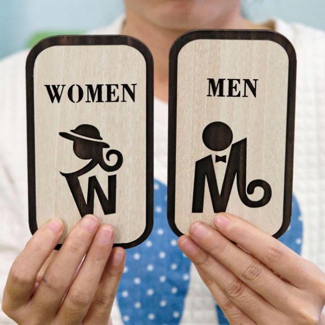 GIÁ GỐC- Tranh gỗ treo tường_Bộ 2 bảng toilet, phòng vệ sinh,WC F01_CRN_01 đẹp trang trí nhà và quán cafe WoodLaserDecor