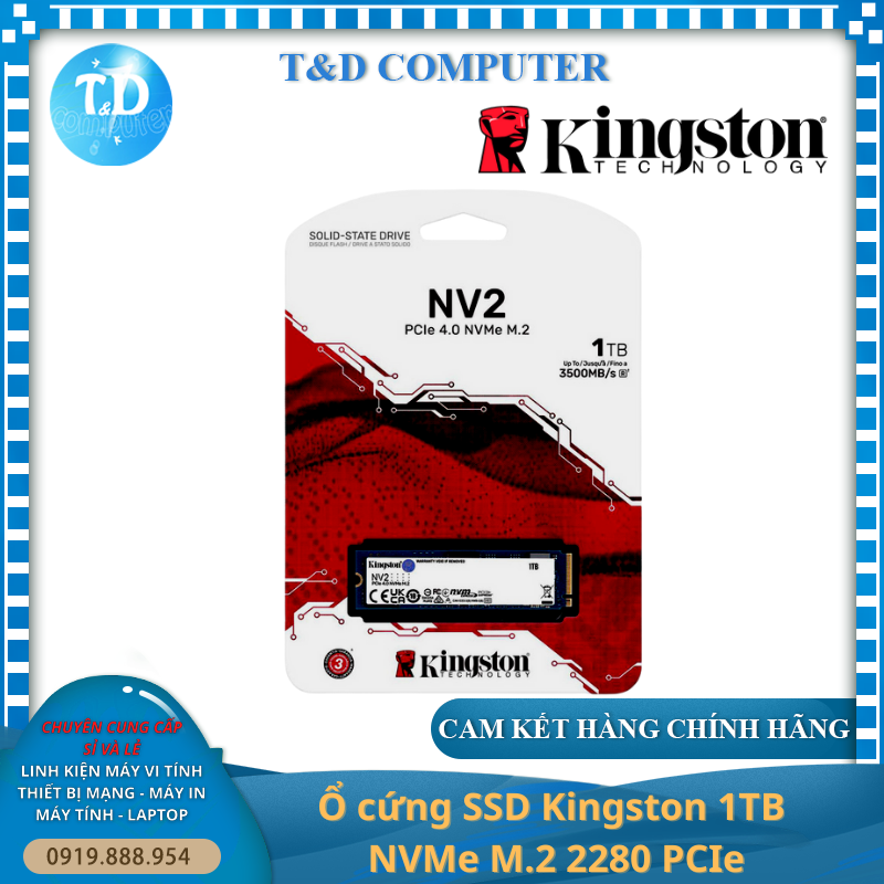 Ổ cứng SSD Kingston 1TB NVMe M.2 2280 PCIe - Hàng chính hãng Viết Sơn phân phối