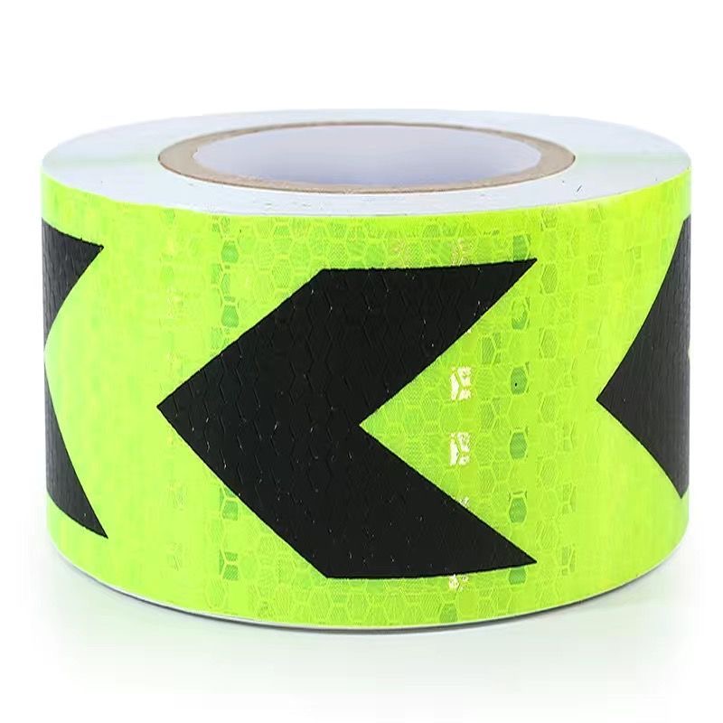 Băng Dính Phản Quang khổ rộng 10 cm x 25 mét, Cảnh Báo An Toàn Hình Mũi Tên Dùng Dán Xe Ô tô, Thùng Xe Tải, Định Hướng An Toàn, chất liệu PVC Chống Thấm Nước - Mũi Tên Xanh Đen - Mai Lee