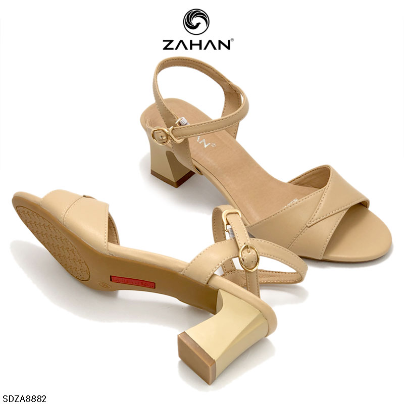 Sandal mũi tròn, quai vạt chéo, 5 cm SDZA8882