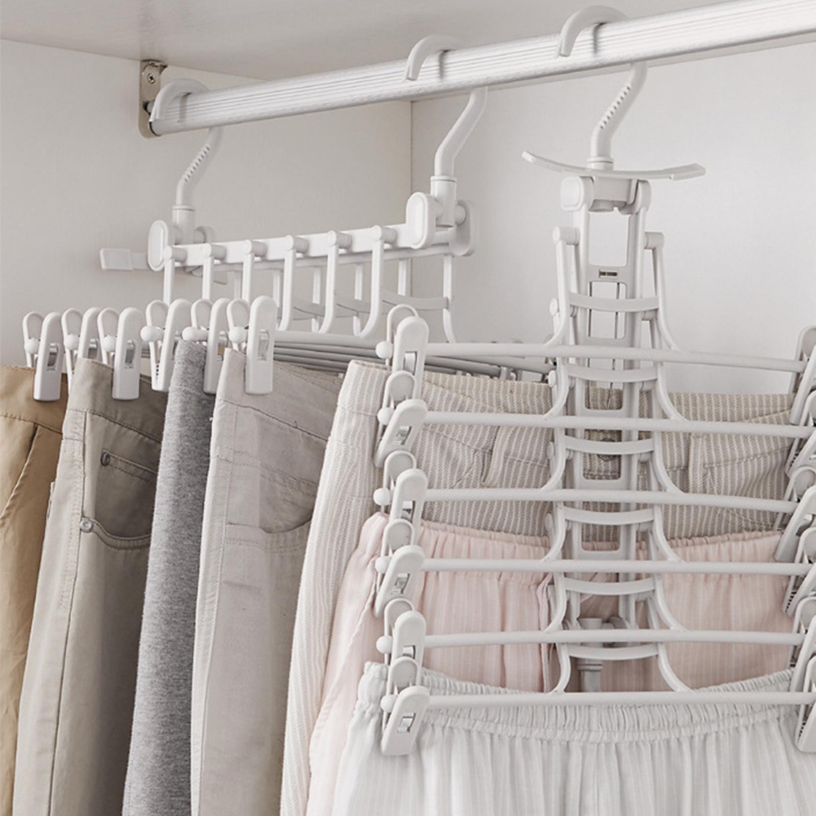 Foldable 360° Swivel Hook Hanger with Clips for Trousers,Shirts,Socks