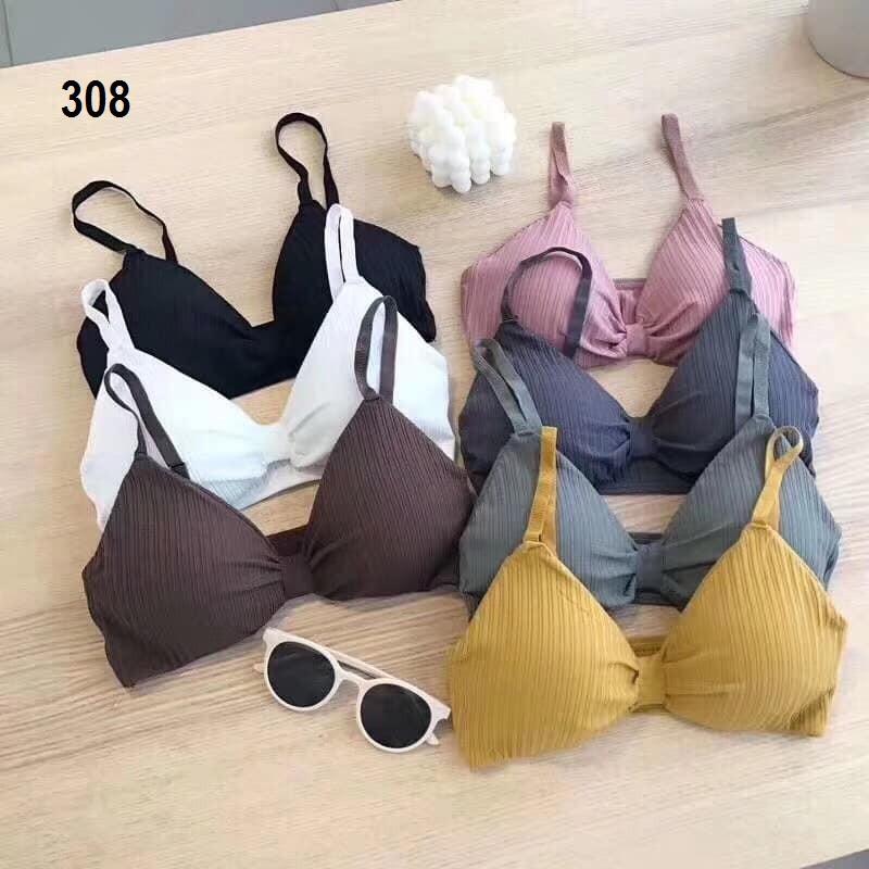 Hàng loại 1 - ÁO LÓT BRA / ÁO BRA LEN TĂM THẮT NƠ ĐỆM DÀY KHÔNG GỌNG FREE SIZE 308