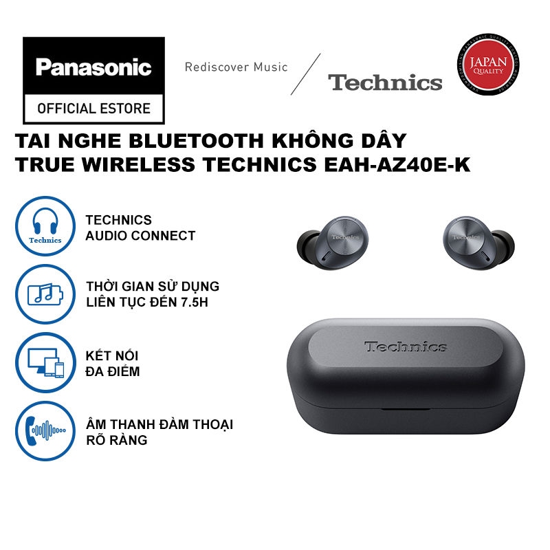 Tai nghe Panasonic Bluetooth Không dây True Wireless Technics EAH-AZ40E-K - Màu đen- Hàng chính Hãng