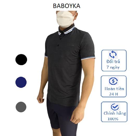 Áo Polo Nam Chất COTTON Bo Tay Bo Cố cách Điệu Tạo Điểm Nhấn Phong Cách Trẻ Trung Logo BABOYKA In Nổi - ĐEN,XXL 72-78kg