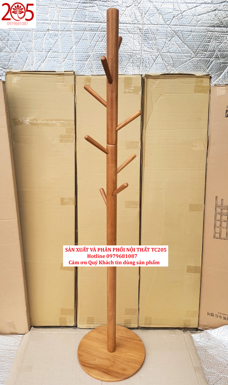 CÂY TREO QUẦN ÁO HÀN QUỐC GỖ LẮP RÁP- STANDING HANGER MÀU HẠT DẺ - TC205 - gỗ cao su - thân vuông, đế vuông