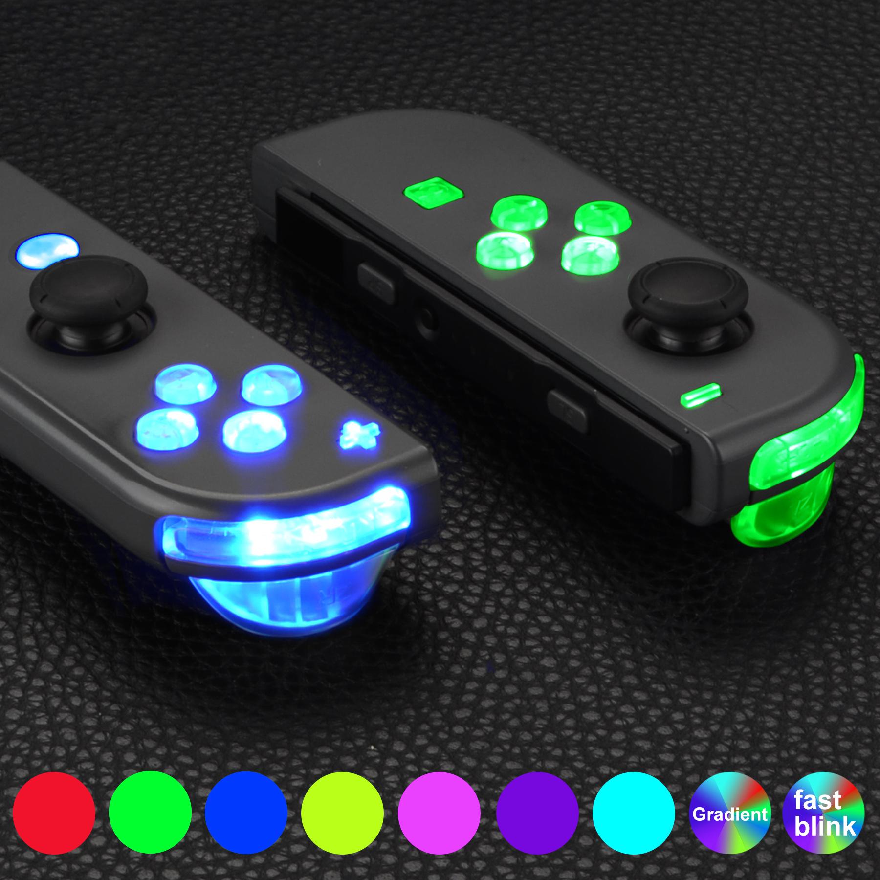 EXtremeRate 7 màu 9 chế độ Bộ đèn LED Joycon DFS, các nút mặt kích hoạt ABXY phát sáng nhiều màu cho công tắc NS