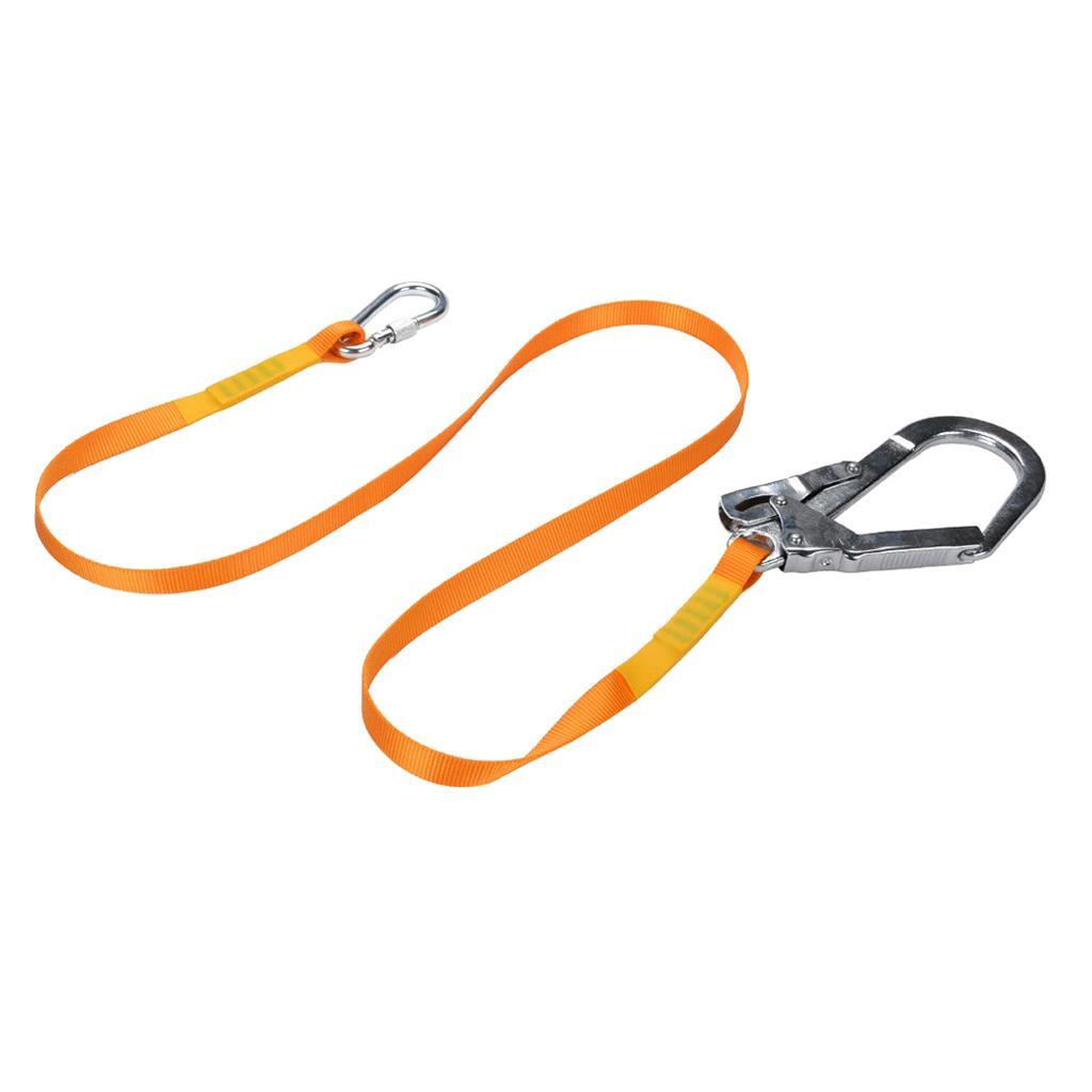 Safety Lanyard,Outdoor Climbing Harness Belt Lanyard Fall Protection Rope Large Snap Hooks, Carabineer