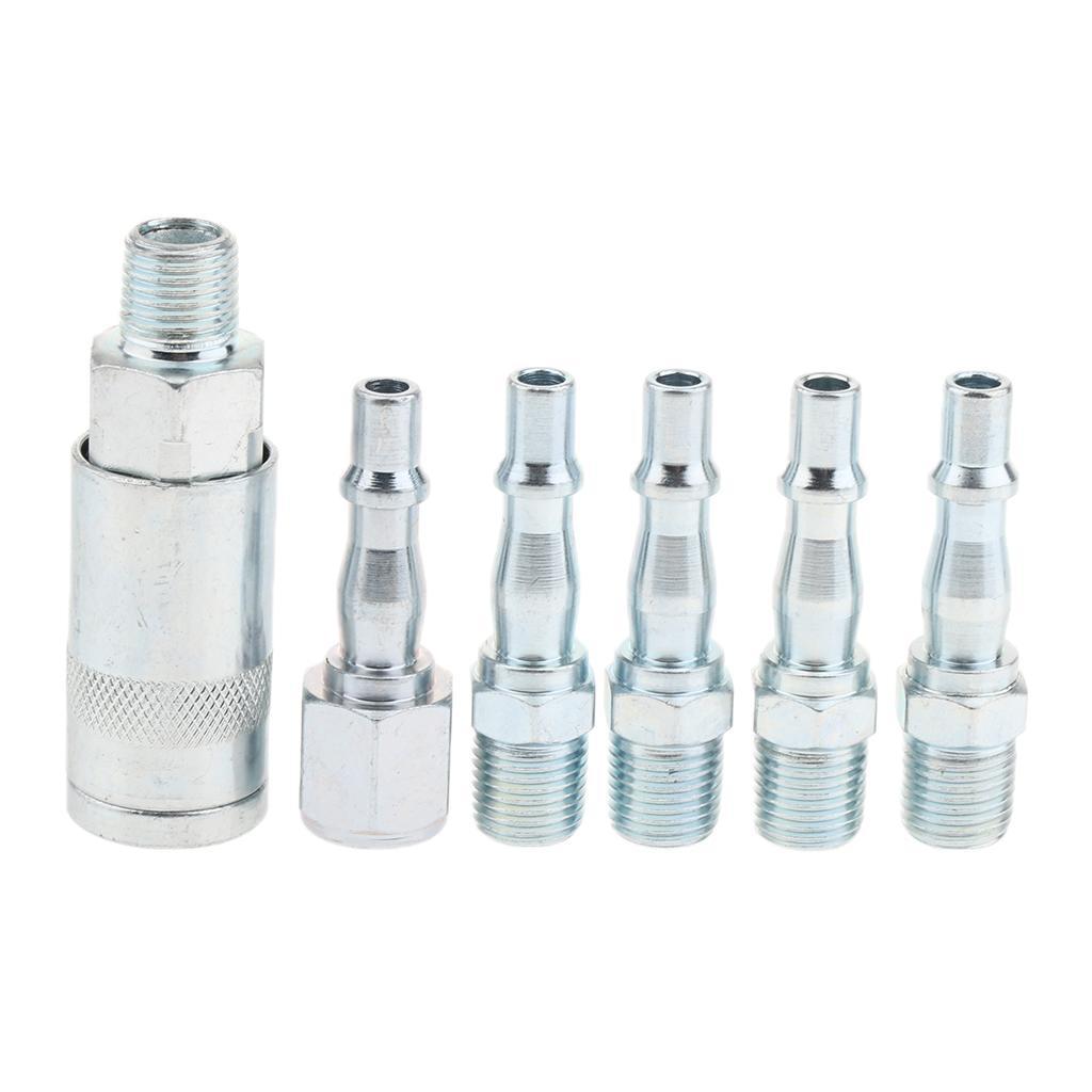 6 Pcs Heavy Duty Quick Coupler Set Air Hose Connector Fittings 1/4 inch Tools Plug
