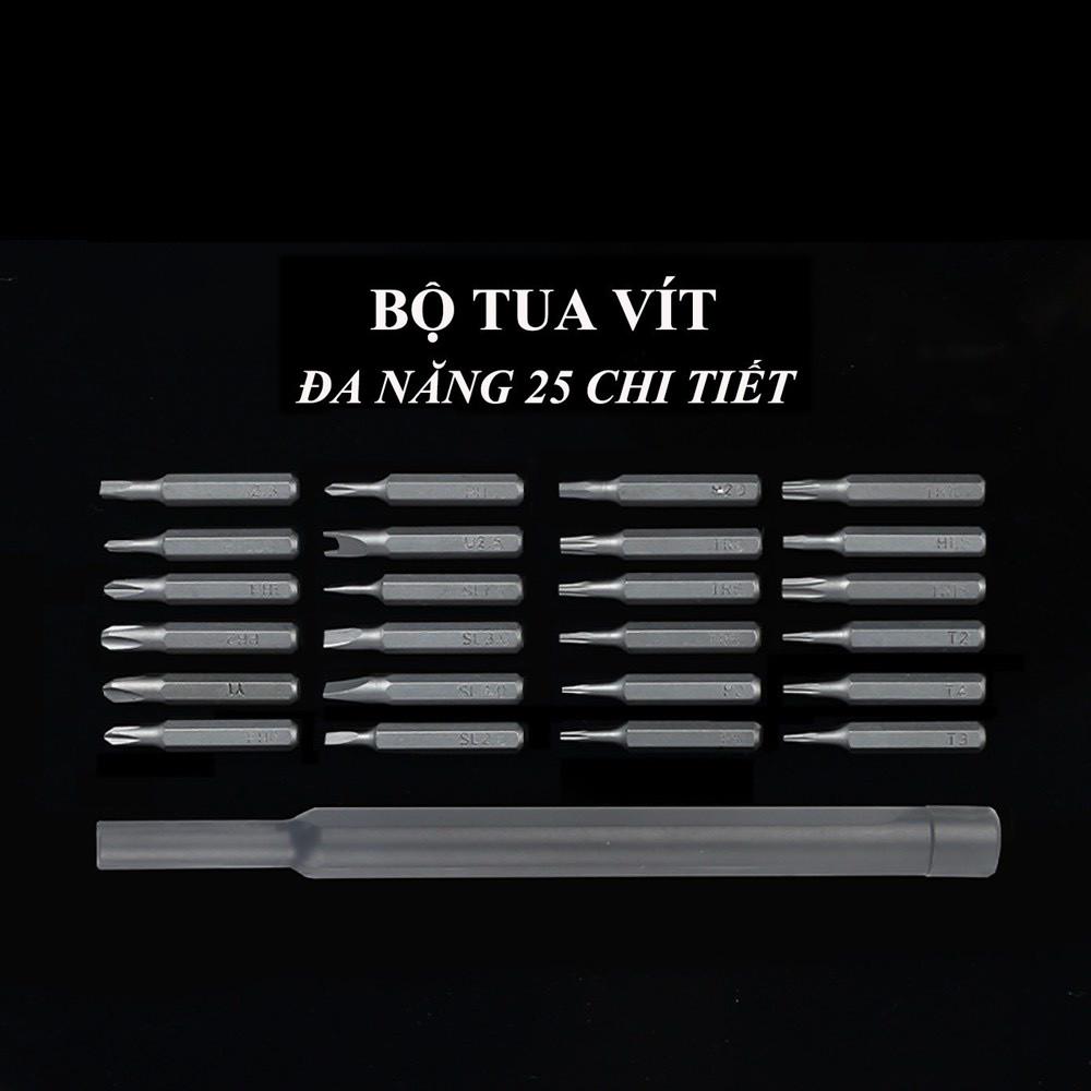 Bộ tua vít đa năng mini 24 đầu và 1 cán xoay chất liệu thép từ tính cao cấp sửa chữa máy móc, điện tử cỡ nhỏ