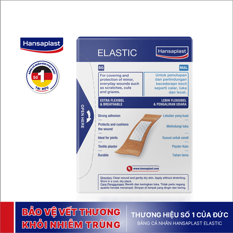 Băng cá nhân Hansaplast Elastic gói 20 miếng