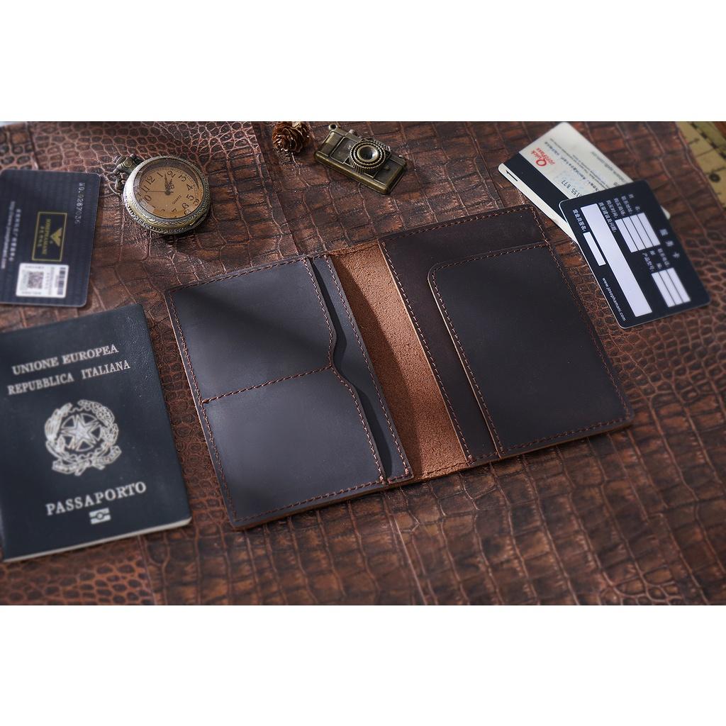 Hình ảnh Ví đựng passport, sổ hộ chiếu da bò handmade, nhiều ngăn tiện lợi PP1 - Rockcow