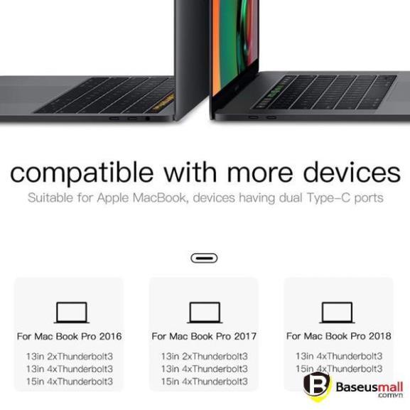 BaseusMall VN Hub chuyển Baseus Thunderbolt C Pro 7 in 1 Smart Hub cho Macbook Pro - Hàng chính hãng