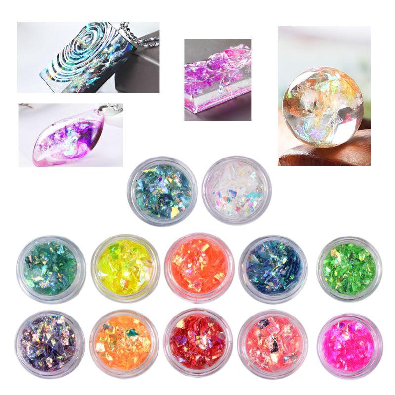 Bột giấy màu hologram hiệu ứng tinh thể ngũ sắc cho Resin - Hũ 50G