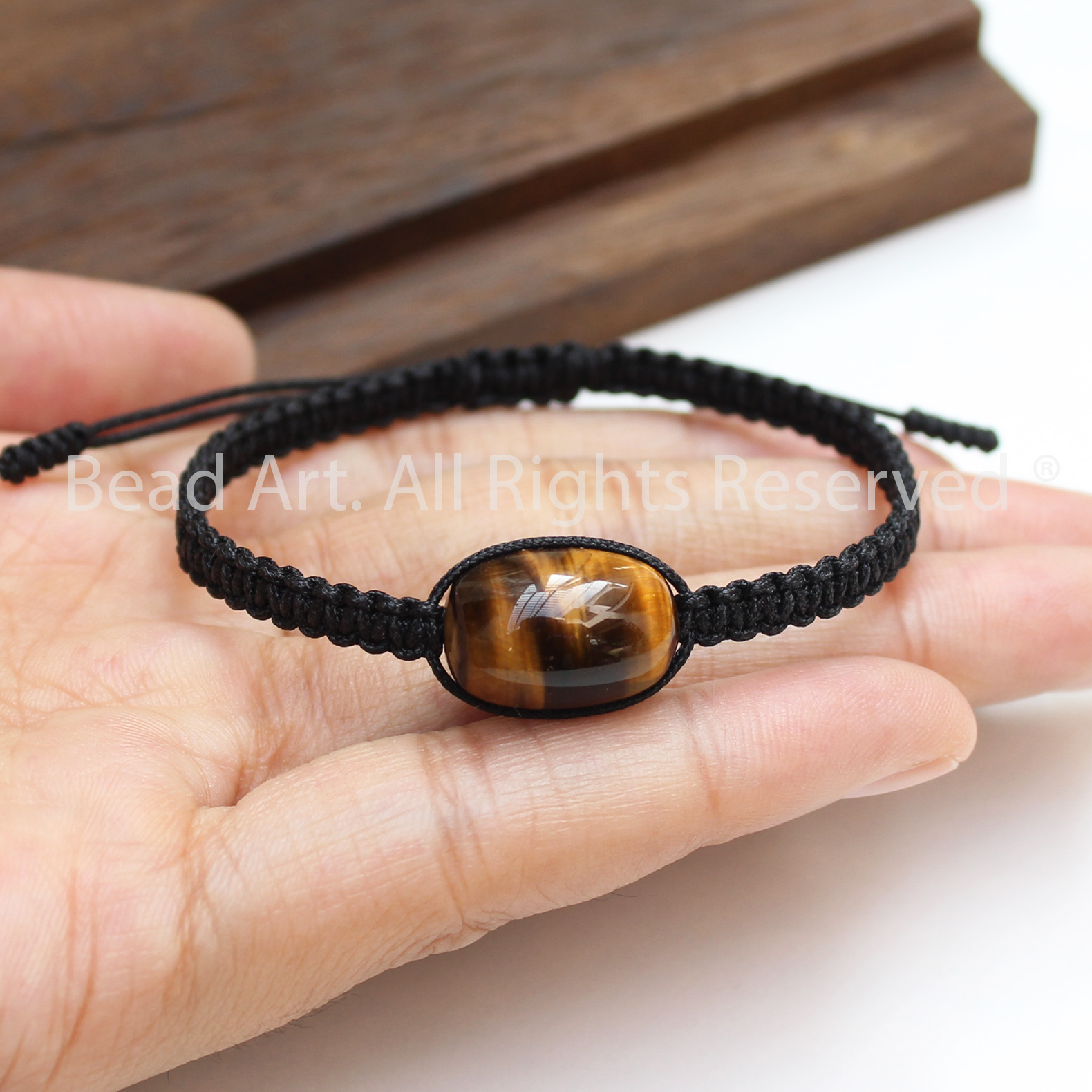 Vòng Tay Lu Thống Mắt Hổ Vàng Nâu, Mắt Cọp Vàng Nâu, Brown Tiger Eye Tự Nhiên Loại A, Mệnh Thổ, Kim, Vòng Tay Phong Thuỷ - Bead Art