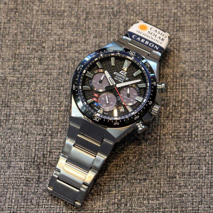 Đồng Hồ Nam Dây Thép Casio Edifice EQS-800CDB-1AVUDF - Năng lượng mặt trời - Mặt Carbon - EQS-800CDB-1A