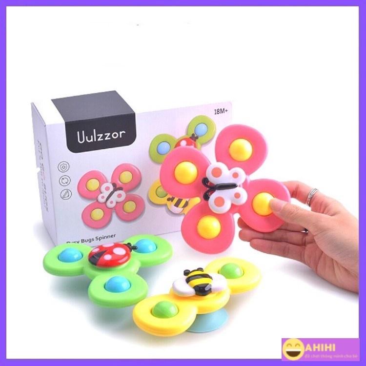 Set 3 đồ chơi con quay spinner hình côn trùng vui nhộn cho bé, có thể dính tường phát âm thanh hàng chuẩn