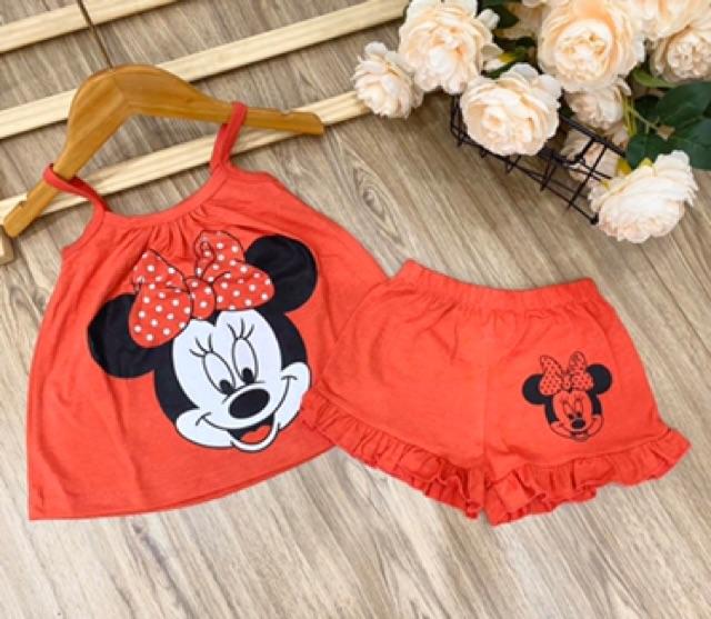 Bộ 2 dây bé gái bộ yếm dây bé gái đồ bộ mặc mát pikakids