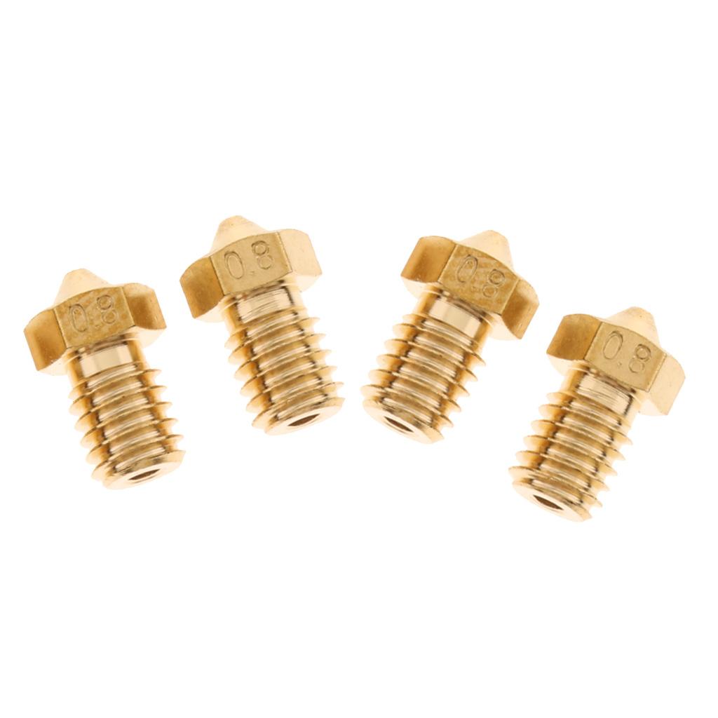 4Pcs 0.8mm 3D Printer 1.75mm Filament Extruder Nozzle Printhead Brass Copper