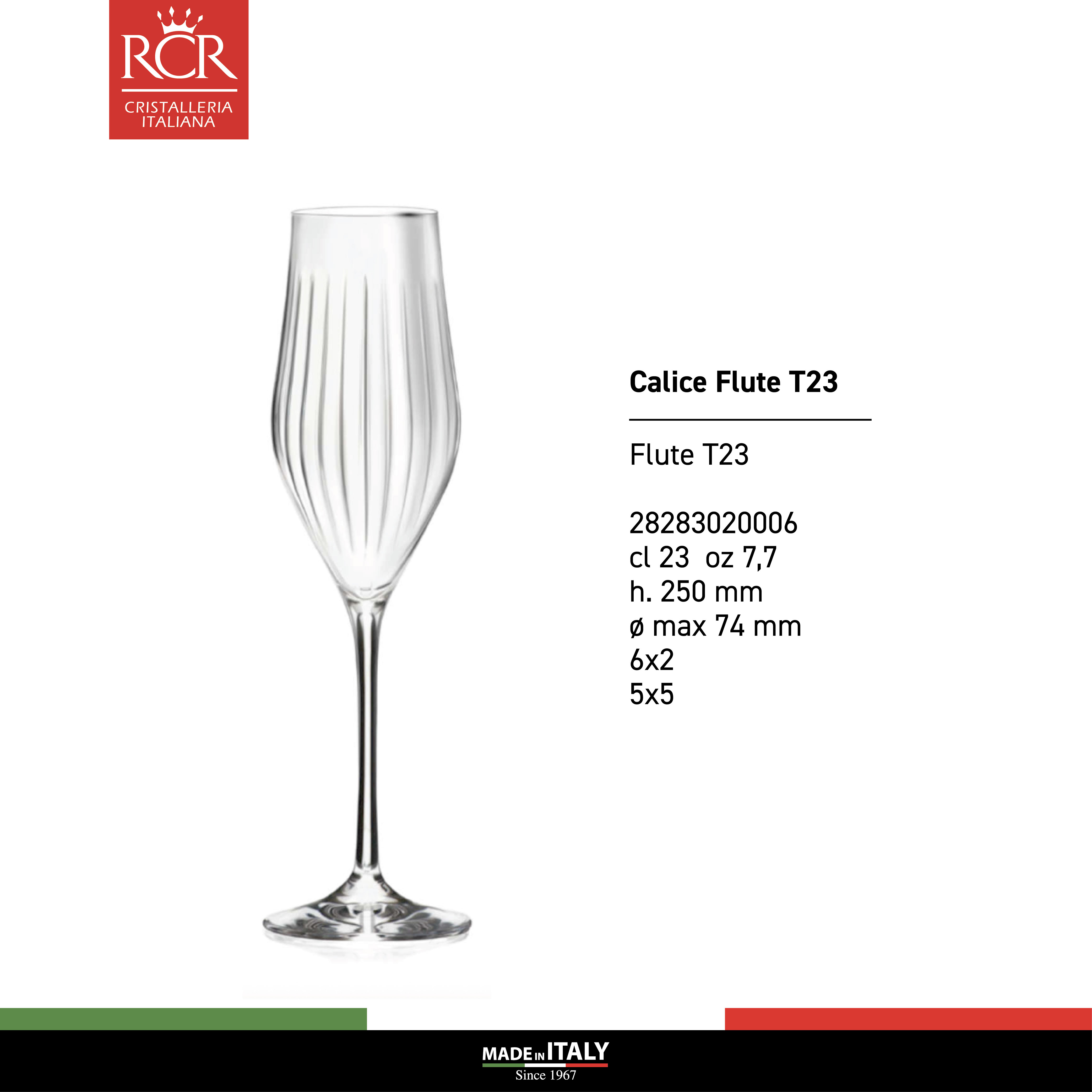 Ly Uống Champagne, Sparkling Wine Thuỷ Tinh Pha Lê Không Chì Ý RCR Crystal Timeless - Timeless Flute 230 ml