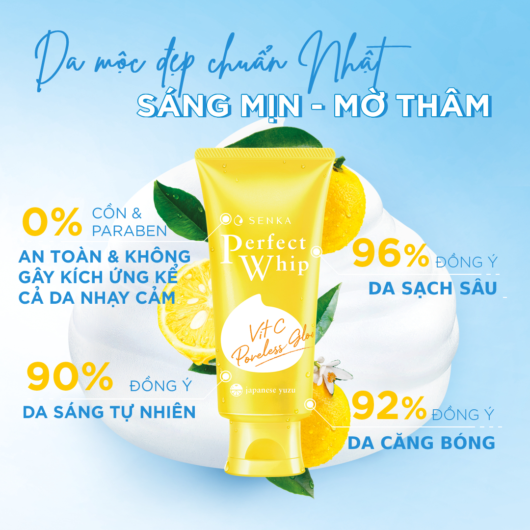 Combo 2 Sữa Rửa Mặt Vit C Dưỡng Sáng Mờ Thâm Senka 100gx2