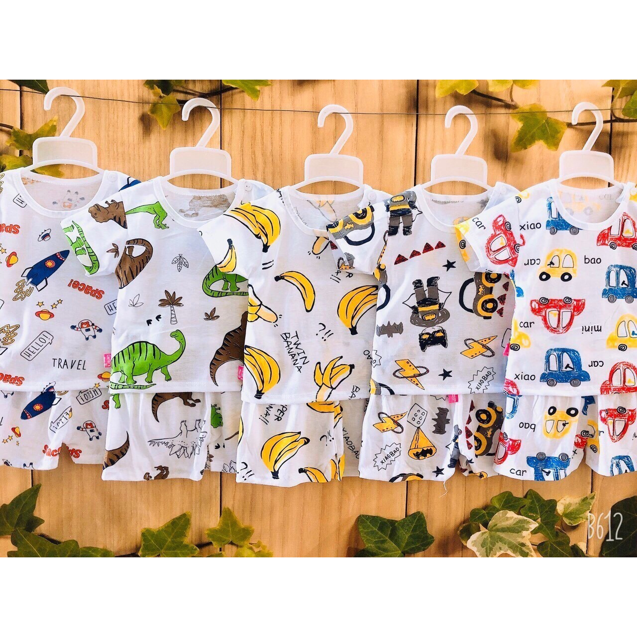 Set 5 Bộ Đồ Tay Ngắn Cotton Giấy Cho Bé Trai/Gái Từ 5-15kg